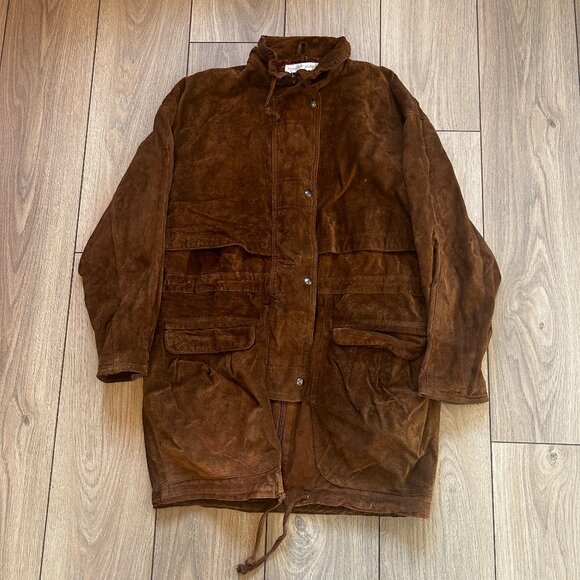 Jackets & Blazers - Brown Suede Long Jacket